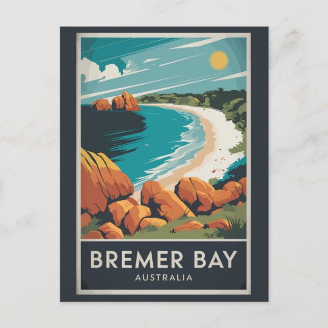 Cartão Postal Ilustração de Bremer Bay Austrália Arte de Viagem  (Frente)