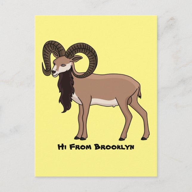 Cartão Postal Ilustração de cabra Mouflon (Frente)