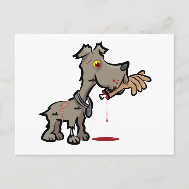 Cartão Postal Ilustração de Cachorro Zombie por Mortos Diários (Frente)