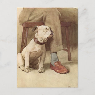 Cartão Postal Ilustração de Cãozinho de Bulldog Vintage