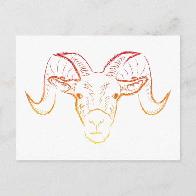 Cartão Postal ilustração de carneiro (Frente)