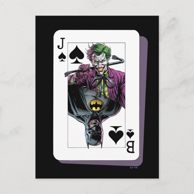 Cartão Postal Ilustração de Carta de Baralho de Joker e Batman E (Frente)