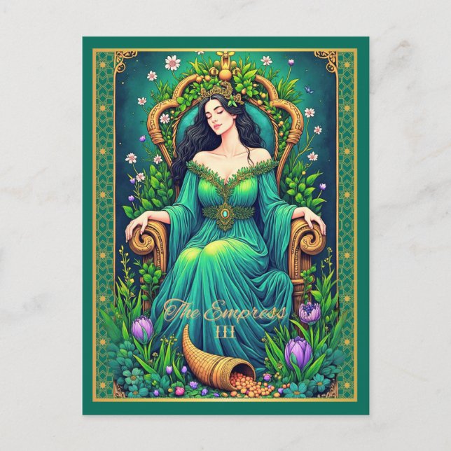 Cartão Postal Ilustração de Carta de Tarot, A Imperatriz (Frente)