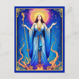 Cartão Postal Ilustração de Carta de Tarot, Rainha de Paus