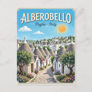 Cartão Postal Ilustração de Cartaz de Viagem Vintage de Alberobe