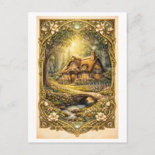Cartão Postal Ilustração de Casa de Campo Inglesa em Estilo Clás