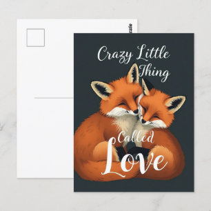 Cartão Postal Ilustração de Casal de Raposa Adorável
