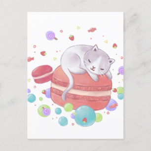 Cartão Postal Ilustração de Cat & Sweets