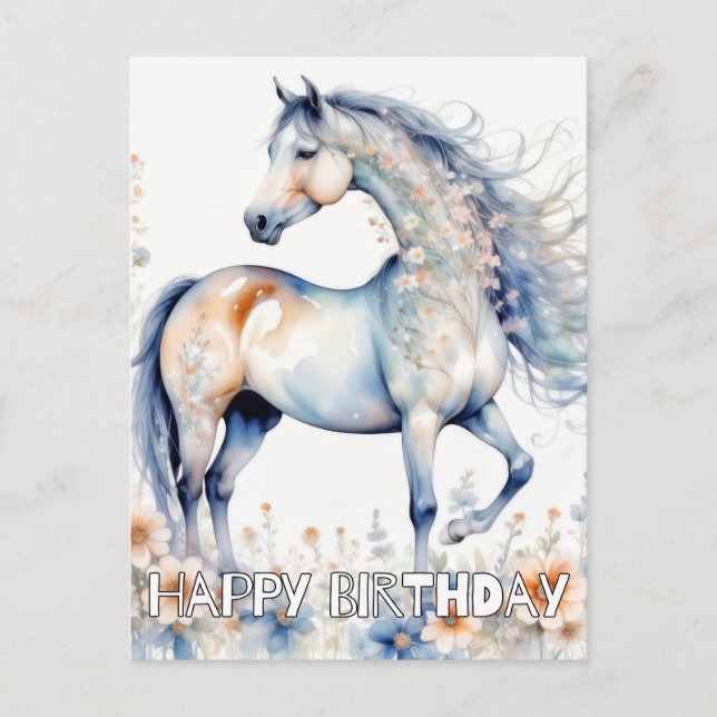 Cartão Postal Ilustração de Cavalo Majestoso e Bonito (Frente)