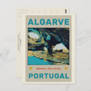 Cartão Postal Ilustração de cavernas de Benagil no Algarve Portu