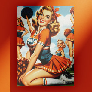 Cartão Postal Ilustração de Cheerleaderes Vintage