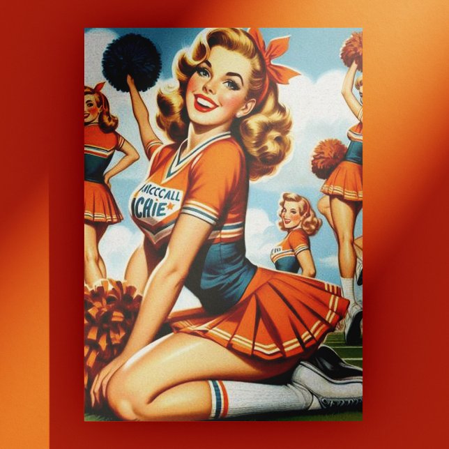 Cartão Postal Ilustração de Cheerleaderes Vintage (Criador carregado)