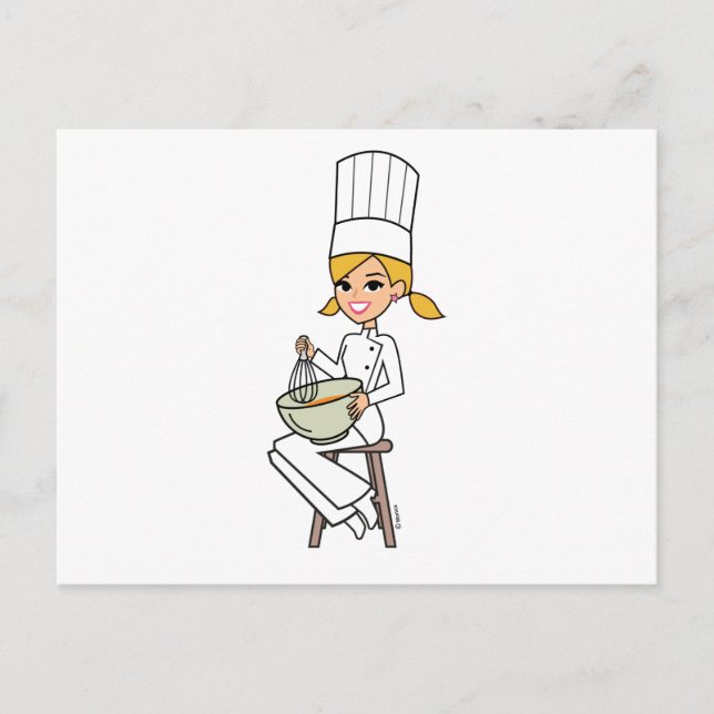 Cartão Postal Ilustração de Chef de Menina Única (Frente)
