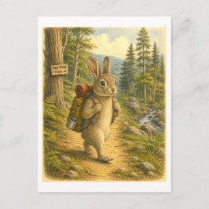 Cartão Postal Ilustração de Coelho Caminhando