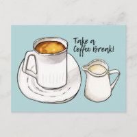 Ilustração de Coffee Break Watercolor e Tinta