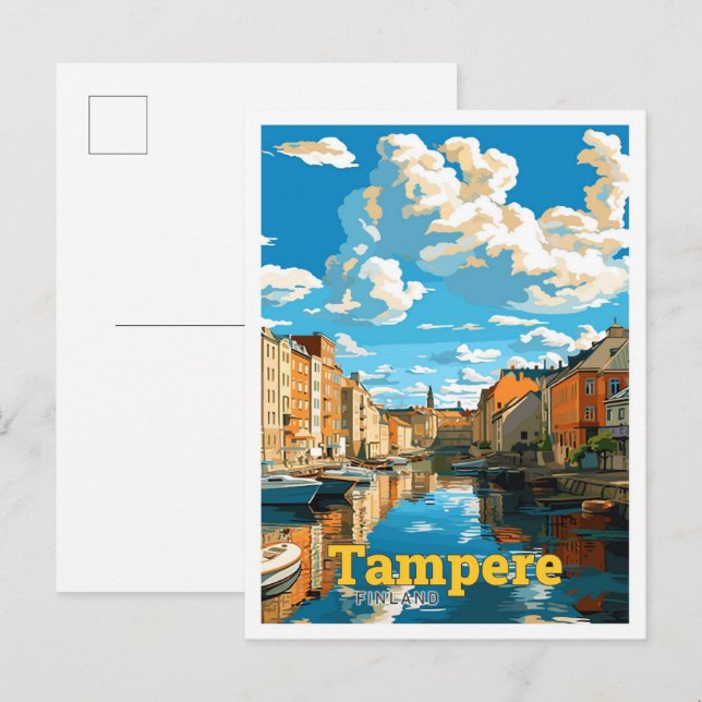 Cartão Postal Ilustração de colheita de Viagem em Tampere, na Fi (Frente/Verso)
