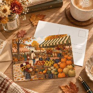 Cartão Postal Ilustração de colheita do mercado de agricultores
