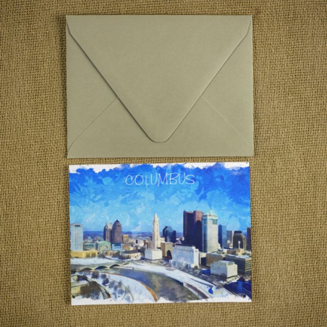 Cartão Postal Ilustração de Columbus Ohio City Watercolor (columbus ohio watercolor postcard)