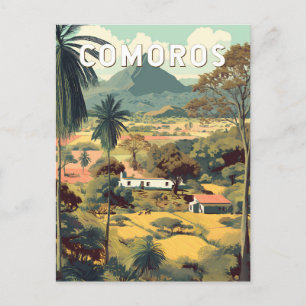 Cartão Postal Ilustração de Comores Viagem Arte Vintage