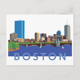 Cartão Postal Ilustração de Computador Skyline Back Bay Boston