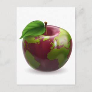 Cartão Postal Ilustração de Conceito de Maçã Globo