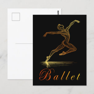 Cartão Postal Ilustração de Dançarino Masculino do Balé de Arte