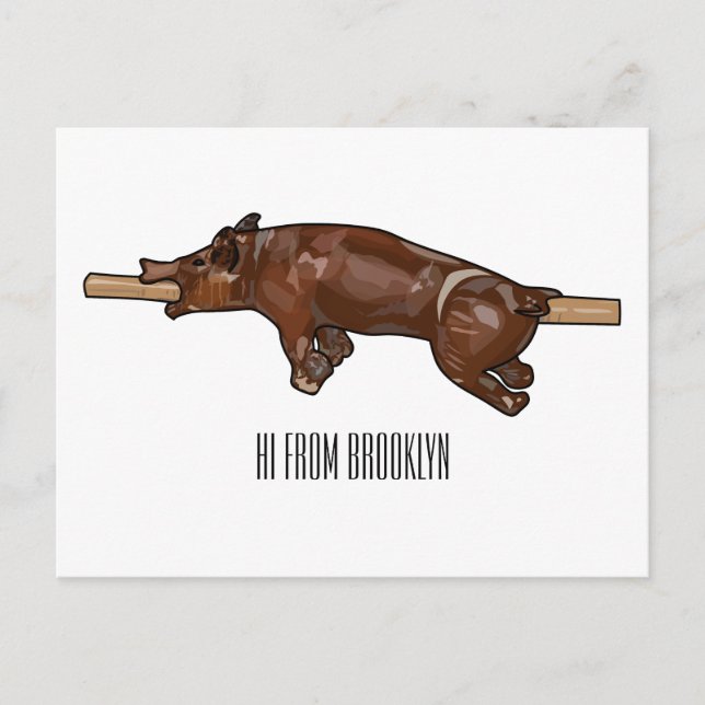 Cartão Postal Ilustração de desenho animado assado/assado porcin (Frente)