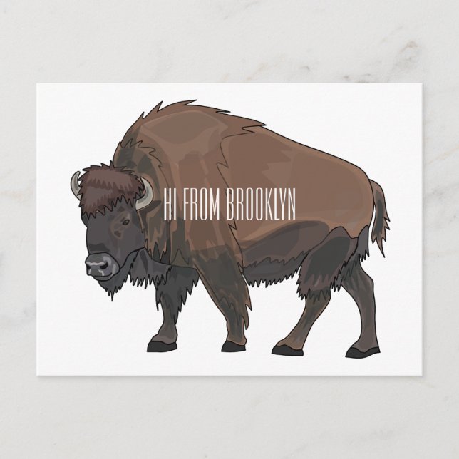 Cartão Postal Ilustração de desenho animado Bison (Frente)