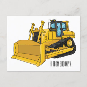 Cartão Postal Ilustração de desenho animado Bulldozer