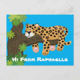 Cartão Postal Ilustração de desenho animado-cama de leopardo-bon