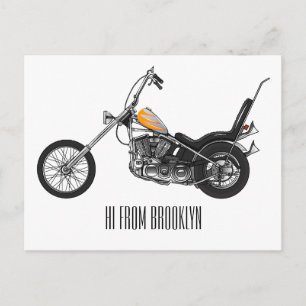 Cartão Postal Ilustração de desenho animado Chopper Motorcycle 1