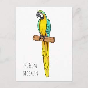 Cartão Postal Ilustração de desenho animado com arara-arara-azul