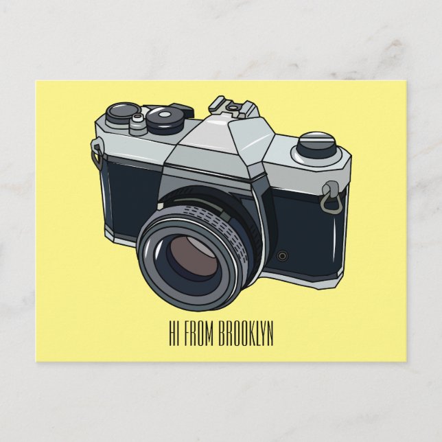 Cartão Postal Ilustração de desenho animado com câmera de filme (Frente)
