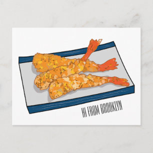 Cartão Postal Ilustração de desenho animado da tempura do Shrimp