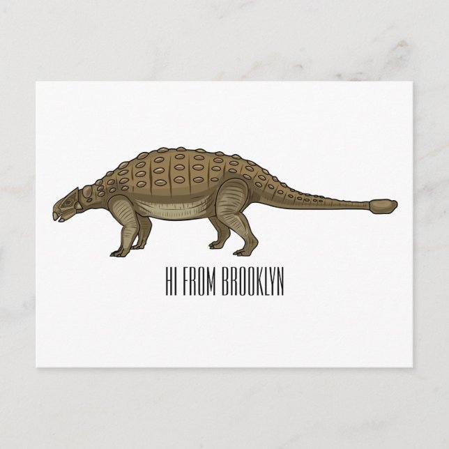 Cartão Postal Ilustração de desenho animado de Ankylosaurus (Frente)