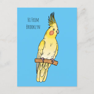 Cartão Postal Ilustração de desenho animado de aves Cockatiel