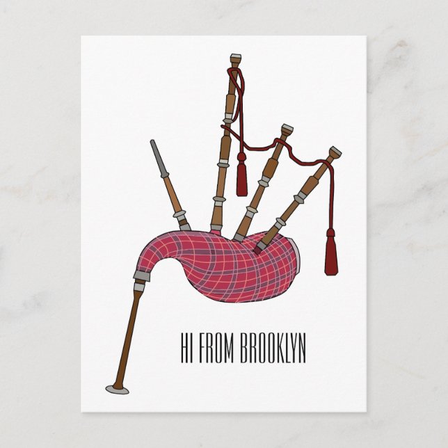 Cartão Postal Ilustração de desenho animado de Bagpipe (Frente)