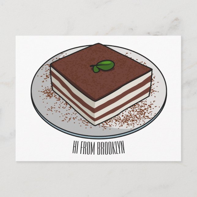 Cartão Postal Ilustração de desenho animado de bolo de tiramisu  (Frente)