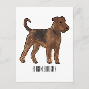 Cartão Postal Ilustração de desenho animado de cão Airedale terr