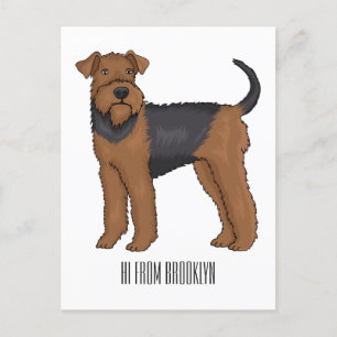 Cartão Postal Ilustração de desenho animado de cão Airedale terr
