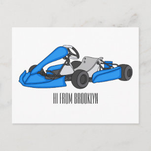 Cartão Postal Ilustração de desenho animado de corrida de kart