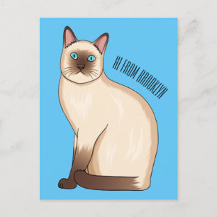 Cartão Postal Ilustração de desenho animado de gato siamês