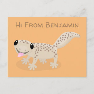 Cartão Postal Ilustração de desenho animado de geco bege manchad