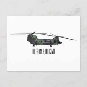 Cartão Postal Ilustração de desenho animado de helicóptero do ex