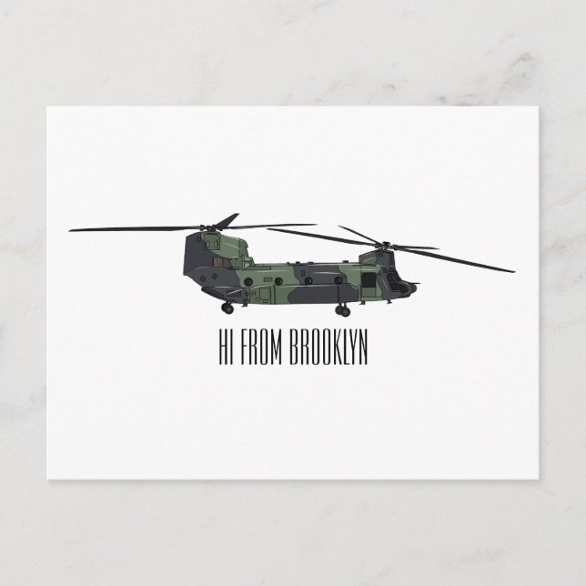 Cartão Postal Ilustração de desenho animado de helicóptero do ex (Frente)