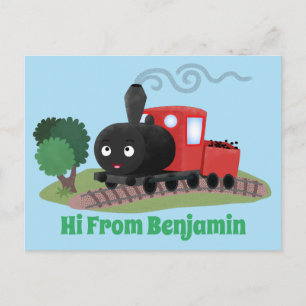 Cartão Postal Ilustração de desenho animado de locomotiva de c