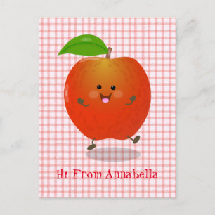 Cartão Postal Ilustração de desenho animado de maçã dançante