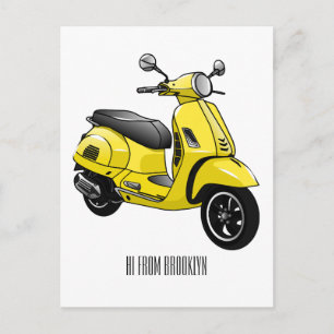 Cartão Postal Ilustração de desenho animado de motocicleta