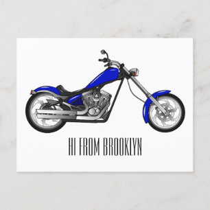 Cartão Postal Ilustração de desenho animado de motocicleta Chopp