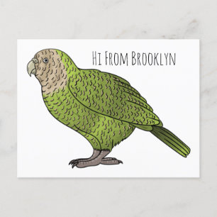 Cartão Postal Ilustração de desenho animado de pássaro Kakapo